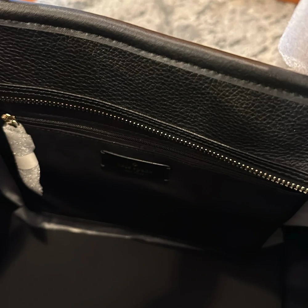 NWT Kate Spade Ella Tote Pebbled Black Bold Logo Original Packaging Keep or Gift - Picture 6 of 8